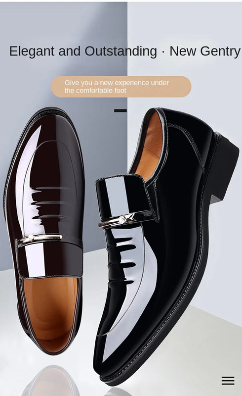 Men Patent Leather Casual Loafers Slip On Shoes for Business and Party